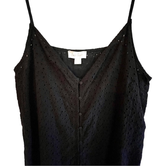 CHARLIE PAIGE, BLACK, COTTON EYELET SUNDRESS. V-NECK. SIZE L - Picture 4 of 7